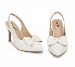 White Patent Pointed Toe Slingback Stiletto