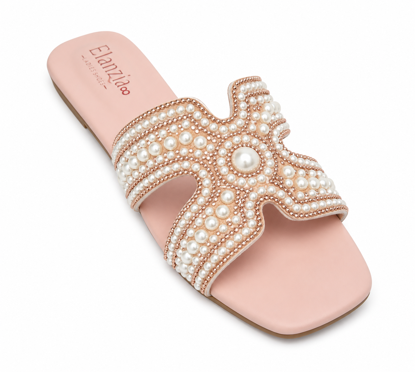 Nude Pink with White Pearls