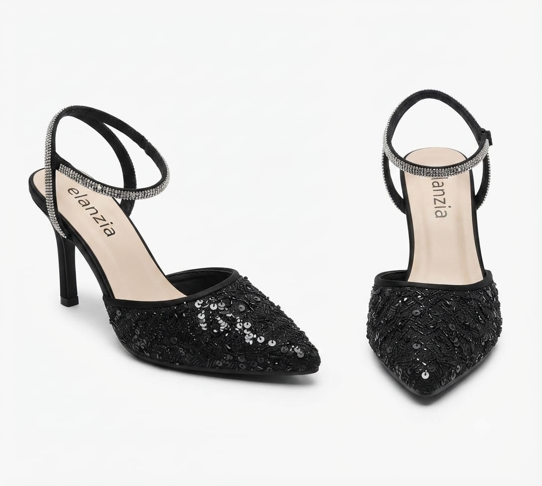 Rhinestone Pointed Toe Slingback Stiletto