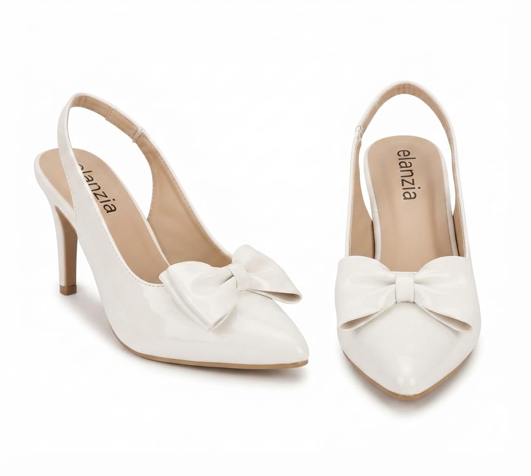 White Patent Pointed Toe Slingback Stiletto