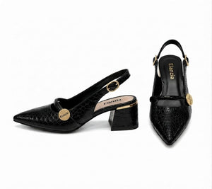 Pointed Toe Slingback Flat with Metallic Trim
