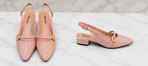 Pointed Toe Slingback Flat with Metallic Trim