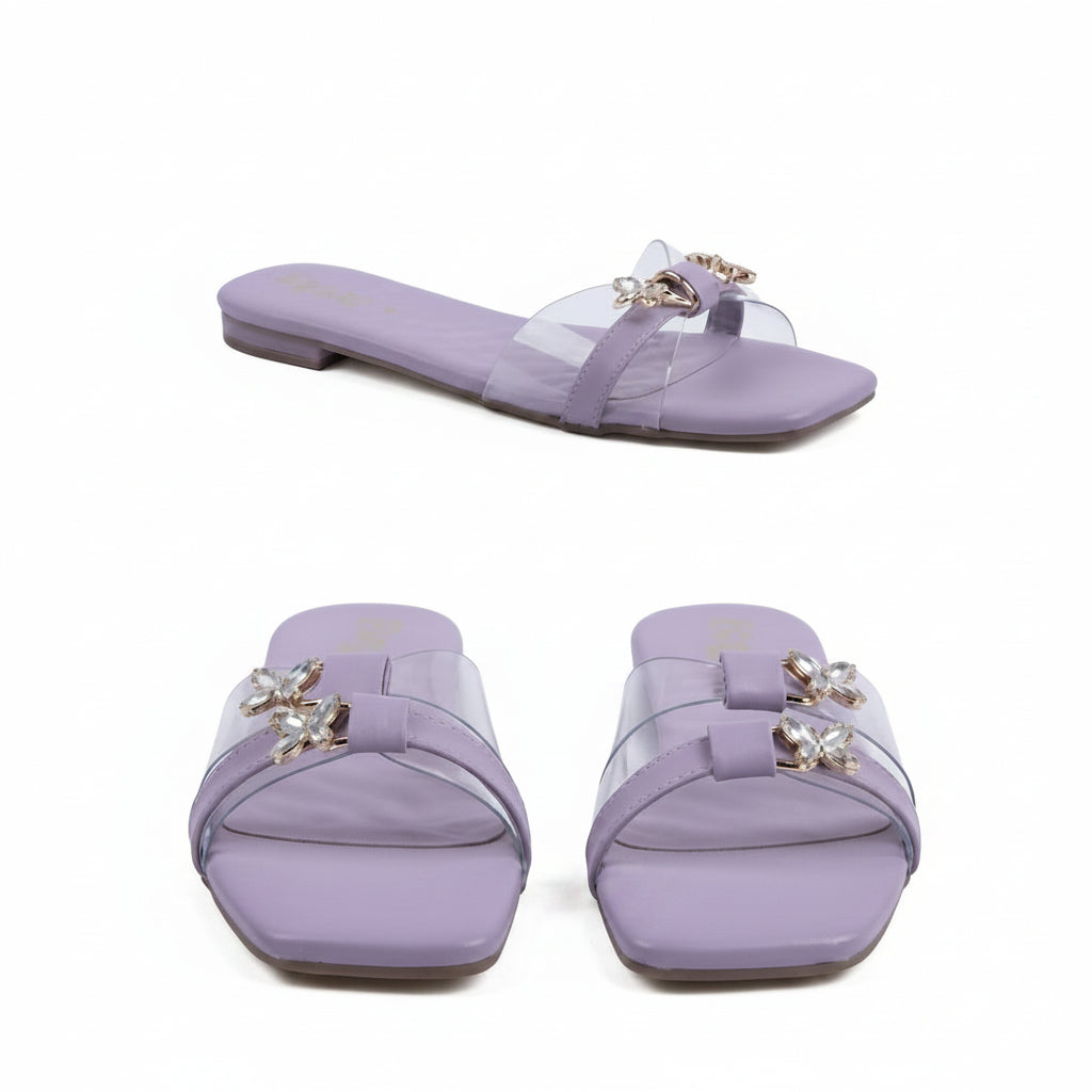 Clear Transparent Lavender Slide Sandal