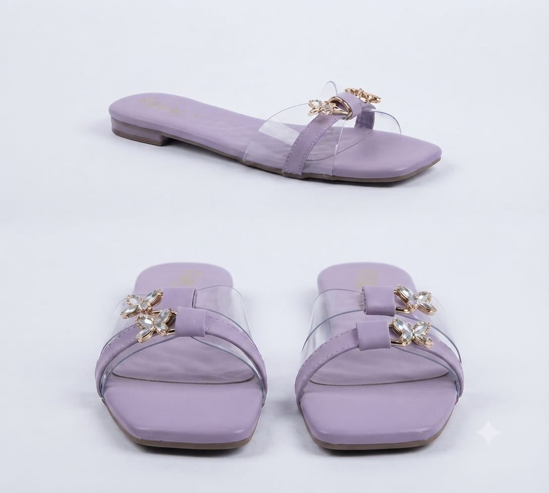 Clear Transparent Lavender Slide Sandal