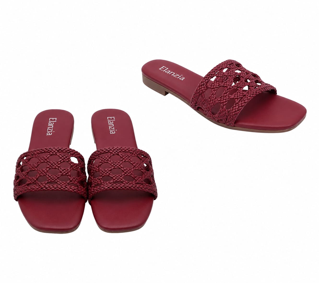 Woven Lattice Macrame Square Toe Slide Sandal