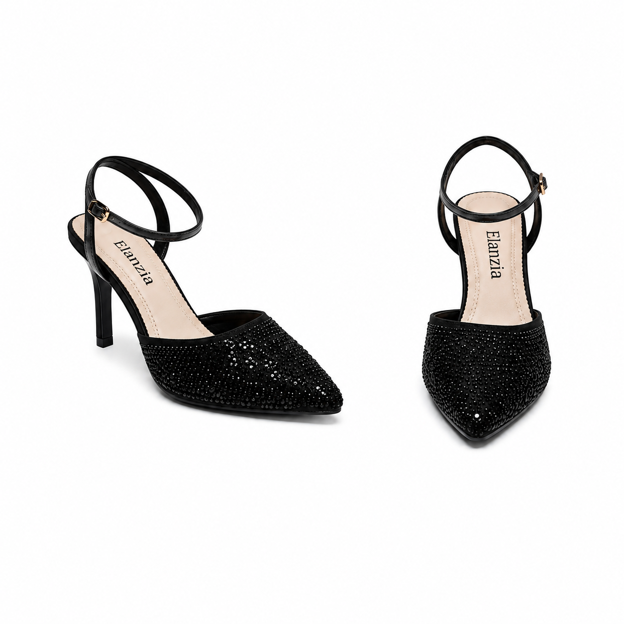 Elanzia Rhinestone Pointed Toe Slingback Stiletto